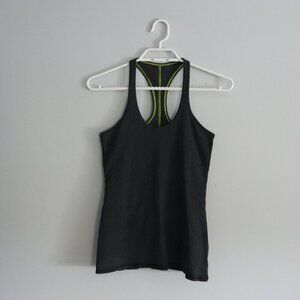 Lululemon Women's Grey & Green Sz 4 Racerback Active Stretch Sleeveless Tank Top